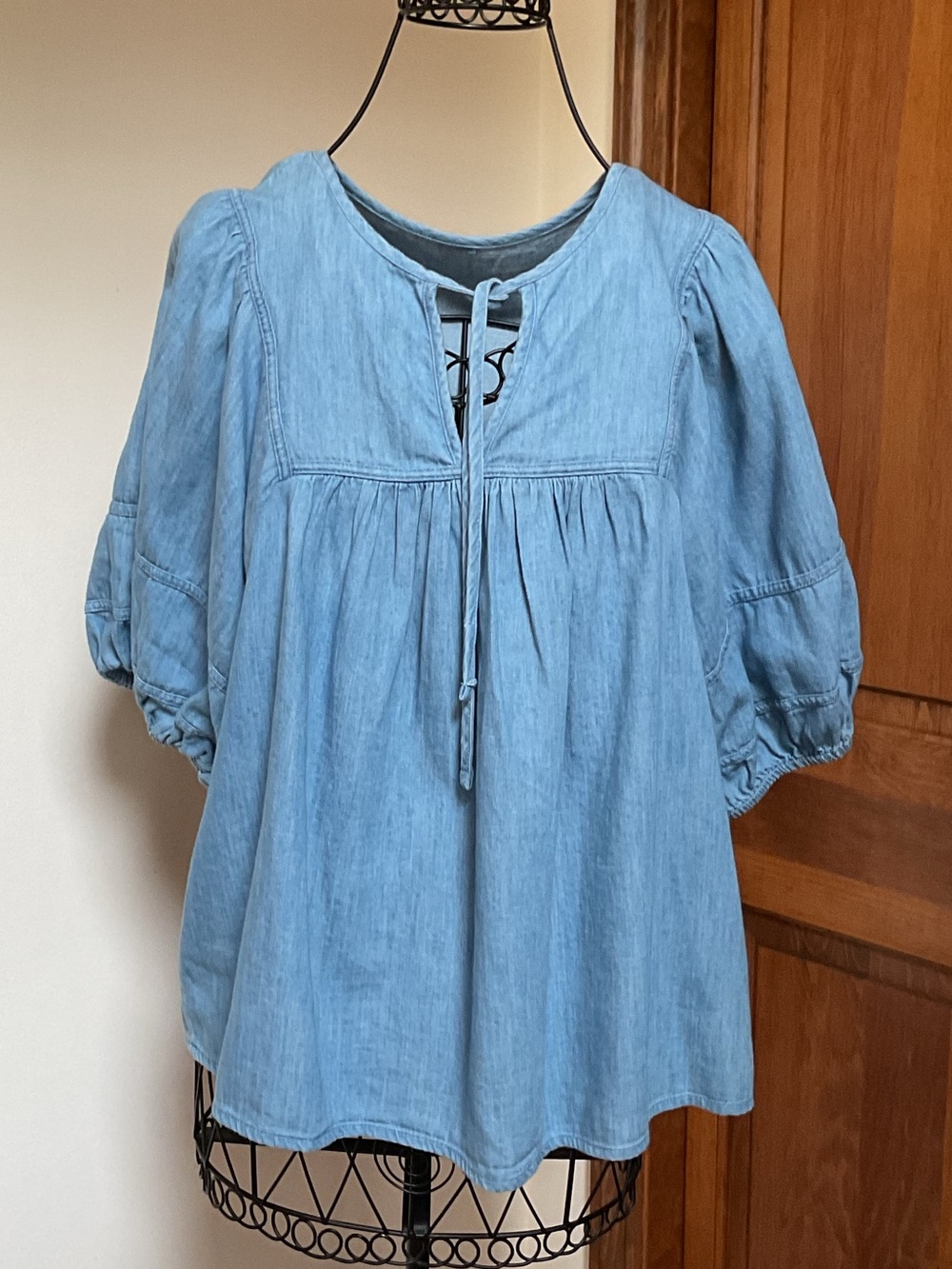 Denim puff sleeve tunic, Medium - Picture 2 of 8